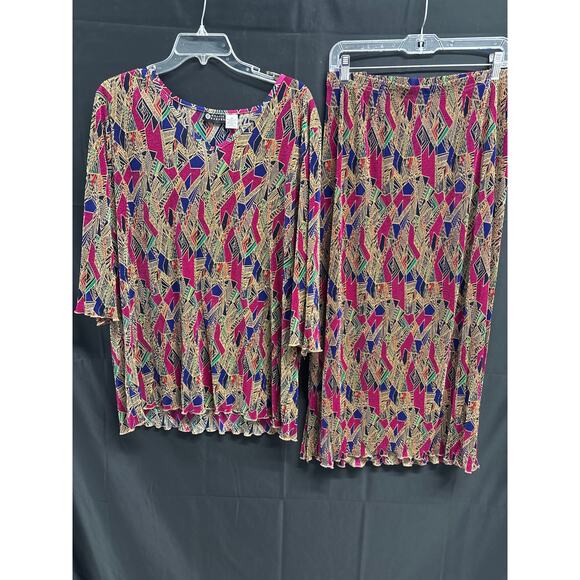Vintage Maggie Barnes Abstract Top/Skirt Combo 2X - Picture 1 of 4